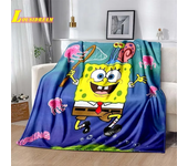 Go-SpongeBob Cartoon Printed Blanket Soft and Comfortable Flannel Throw Blanket Home Bed Sofa Children's Cute Birthday Gift