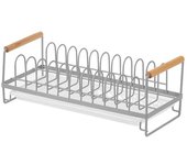Rust-proof Japanese-Style Dish Rack Iron Wooden Handle Draining Rack Portable Tableware Simple Drain Rack Bowl and Chopsticks