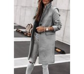 Abrigo de lana de manga larga con botones para mujer, abrigo simple para Otoño e Invierno