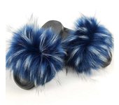 Hot Summer Women faux Fox Slippers Slides Female Indoor Flip ps Casual Raccoon Furls Furry Fluffy Plush Shoes