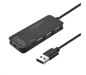 3 Port Usb 2.0 Hub External 7.1Ch Sound Card Headset Microphone Adapter For Pc Black