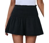 Pantalones cortos para mujeres pantalones cortos plisados de cintura alta de color sólido casual pantalones