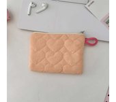 Love Heart Embroidered Coin Purse Portable Zipper Card Holder Small Wallet Earphone Key Lipstick Storage Bag Mini Makeup Pouch