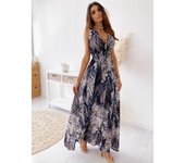 Moda Europea Y Americana Vestido De Verano Nuevo Estilo Impreso Sin Espalda Atado Vestido De Vacaciones