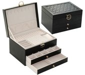 Leather Double Layer Jewelry Box Lockable Flip Type Jewelry Packaging Box Multi-function High-capacity Storage Box Gift
