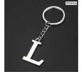 DIY A-Z Letters key Chain Car Men Metal Keychain Ring Women Car Key Ring Simple Silver Color Letter Name Key chain Party Gift