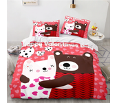 Lovely Miss Bear Bedding Set Children Cartoon 3d Duvet Cover Sets Pillowcase Boys Girls Kid Bedclothes Twin Full Queen King Size