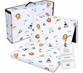 Colchon Cuna Bebe Plegable 120 x 60 cm - colchoneta Cama Infantil de Viaje colchón Transpirable y colchones de Espuma con Funda Lavable 120x60cm Safari