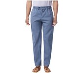 Pantalones casuales masculinos sueltos, grandes, elásticos, pantalones de algodón de cintura elástica y pantalones sólidos