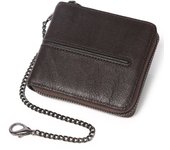 Cartera de cuero para hombre, Cartera con protección RFID, Monedero con cremallera, 9 ranuras para tarjetas, 2 ranuras para billetes, Estuche corto con cremallera, Cartera de cuero auténtico, Cartera con protección RFID, Cepillo antirrobo, Multifunción