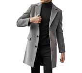GASL 1 piece British Style Wool Overcoat for Men Elegant Single-Breasted Jacket with Pockets and Lapel Long Winter Trench Coat