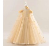 Sponge Flowers Bridesmaid For Wedding And Party, Elegant Tulle Ball Gown With Off Shoulders, Birthday First Communion Dresses