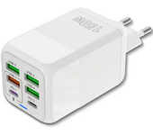 Cargador de 150W con 6 Puertos - 2 Tipo C y 4 Tipo A - Carga Rápida QC 3.0 - Compatible con Samsung, iPhone, Xiaomi - Certificado CE