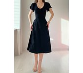 Lotus leaf sleeve French women's high-end mid length dress, 2025 spring/summer new dress