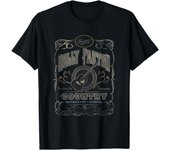 Dolly Parton Classic Fit Whiskey Label T-Shirt - Adult Crew Neck, Short Sleeve, Polyester & Cotton Blend, Black