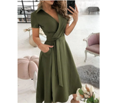 Vestido elegante de verano sin mangas, cuello redondo, cintura, vestido de fiesta cómodo a la moda