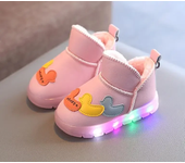 Botas de nieve con luces Niñas acolchadas Zapatos de algodón engrosado Zapatos de bebé niño pequeño