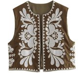 Chaleco Corto de Bordado Floral Vintage