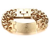 Bracelets Cross Scripture Pattern ID Male Luxury Stainless Steel 23MM Metal Hand Cuba Chain ID Men Jewelry Waterproof Gold-color