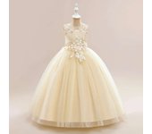 Stylish Bridesmaid With Flowers Tulle Princess Party Dresses For Girl, First Communion And Christmas Evening Dress