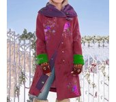 New Autumn and Winter European and American Women's Clothing Mid-length Printed Tops Long-sleeved Woolen Coat