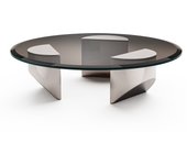 Mesa de café transparente de diseño creativo nórdico. Mesa redonda de vidrio para la sala de estar. Diseño minimalista y vintage