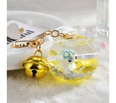 LLavero de Animales Marinos de tanque de peces dorados, arena movediza en botella de aceite, Accesorios de escritorio, colgante de bolsa, nuevo