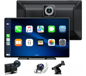 Inalámbrico Carplay y Android Auto, 9" Portátil Radio Coche con Dashcam Frontal 2.5K,Cámara Trasera 1080P,