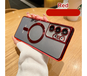 funda de borde recto galvanoplastia original para apple magsafe fundas de teléfono Samsung Galaxy S21 S23 Fe S22 Plus S24 Ultra