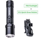 Nextorch P80 (Upgraded Version) Duty/Tactical Flashlight, 1600 Lumens 280m Beam Distance, with 18650 Battery, Compact Torch, Type-C Direct Rechargeable, One-step Strobe, with Steel Strike Bezel for Emergency , Window Breaker