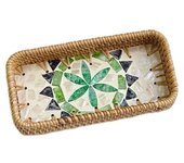 Hand Woven Splicing Shell Rattan Basket Rattan Weaving Household Rattan Shell Tray Decorative Colorful Weaving Fruit Basket