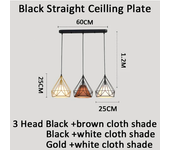 Lámpara colgante Vintage de tela de hierro, pantalla negra para restaurante/casa de té, cadena de hierro para interiores,