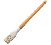 Utensilios de cocina blancos, herramienta de silicona con mango multifunción de madera