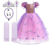 Halloween Kids, Rapunzel Costume Little Girls, Purple With Sequins, Princess Dress For Cosplay 3 4 5 6 7 8 9 10 Years