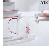 Taza transparente de café con zumo de desayuno en casa, Rose 3D with Mango, Taza de leche y té, Copa de Cristal