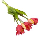 5pcs 5 Heads Artificial Parrot Tulip Flowers Luxury Realistic Simulation Tulip Bouquet Handmade Real Touch Fake Flowers
