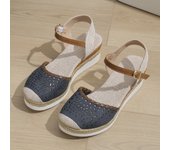 Sandalias de tacón de cuña para mujer, zapatos de verano