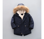 3 4 5 6 7 8 Year Winter Boys Jacket Windbreaker Keep Warm Thicken Fur Collar Girls Coat Hooded Children's Outerwear Kids Clothes