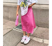 2025 Summer Chic Office Satin Midi Skirt Women Fashion Korean Casual High Waist Elegant Slim Long Skirt Chic Female Office Lady