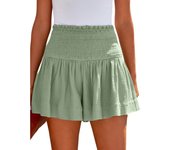 Pantalones cortos para mujeres pantalones cortos plisados de cintura alta de color sólido casual pantalones