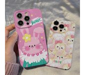 Carcasa  agujero fino de película de conejo rosa adecuada para Apple 15PRO/14PRO botón de bolsa de agujero grande iPhone13/12