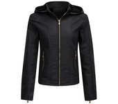 Chaqueta de cuero para mujer, de gran tamaño, apilada y engrosada, chaqueta delgada de cuero PU, otoño e invierno