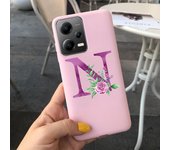 Fashion Rose Initial Letter Phone Case For Xiaomi Poco X5 5G PocoX5 Pro Soft Silicone TPU Back Cover For Poco X5 Pro X 5 X5Pro