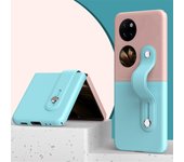 Bicolor Cuero Pulsera Stent Carcasa del teléfono móvil Aplicable Huawei P60, P50 Pocket, Prevención de caídas Funda protectora