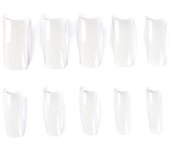 KADS No-Crease Fake Nails Tips Kit 10 Size 500Pcs Ballerina Half Cover Shaped Acrylic False Nails Tips with Case Long Flat Head