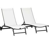 2 Tumbonas  Jardín Exterior Tumbonas Reclinables  Aluminio  Respaldo Ajustable  5 Niveles Ruedas  Playa Piscina 165x66x102 cm Gris Oscuro