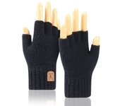 And Winter Driving Gloves Antler Leather Label Velvet Knitted Cashmere Gloves Half-finger Gloves Men Wool Mittens Female Gloves