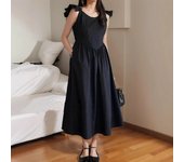 2025 temperament backless dress for women's summer new style woven waist cinching slimming mid length A-line skirt