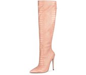 2021 New Plus Snake Leather Solid Color Long Double Knee Boots Women's Shoes
