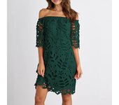 2025 Spring and Summer New Color Lace Mid Sleeve Commuter Dress, strapless Fashion Short Skirt